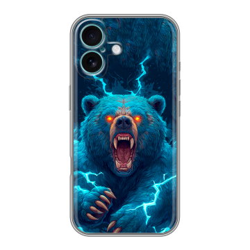 Силиконовый чехол на Iphone 16 Plus с принтом Медведь