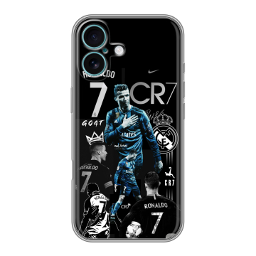 Силиконовый чехол на Iphone 16 Plus с принтом Реал Роналдо