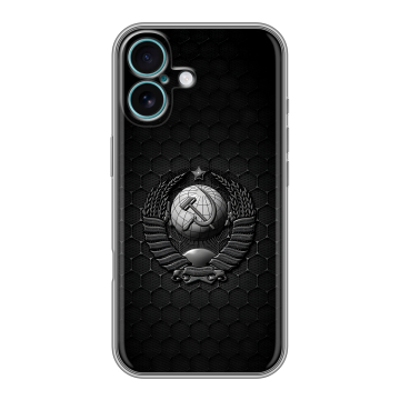 Силиконовый чехол на Iphone 16 Plus с принтом Герб Флаг СССР