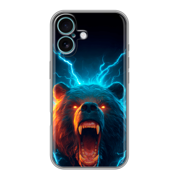 Силиконовый чехол на Iphone 16 Plus с принтом Медведь Силиконовый чехол на Iphone 16 Plus с принтом Медведь