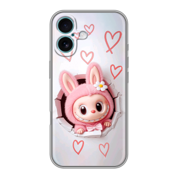 Силиконовый чехол на Iphone 16 Plus с принтом Labubu Лабубу