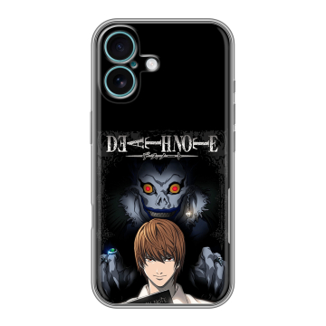 Силиконовый чехол на Iphone 16 Plus с принтом Death note Тетрадь смерти Силиконовый чехол на Iphone 16 Plus с принтом Death note Тетрадь смерти