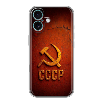 Силиконовый чехол на Iphone 16 Plus с принтом Флаг Герб СССР Силиконовый чехол на Iphone 16 Plus с принтом Флаг Герб СССР