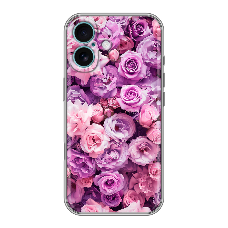 Силиконовый чехол на Iphone 16 Plus с принтом лавандовые розы Силиконовый чехол на Iphone 16 Plus с принтом лавандовые розы