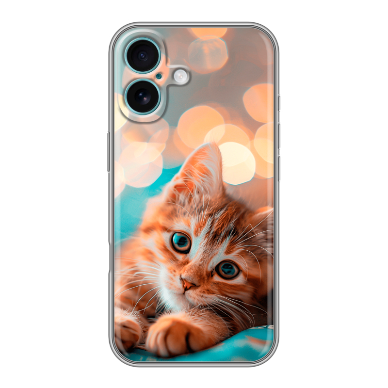 Силиконовый чехол на Iphone 16 Plus с принтом котик Силиконовый чехол на Iphone 16 Plus с принтом котик
