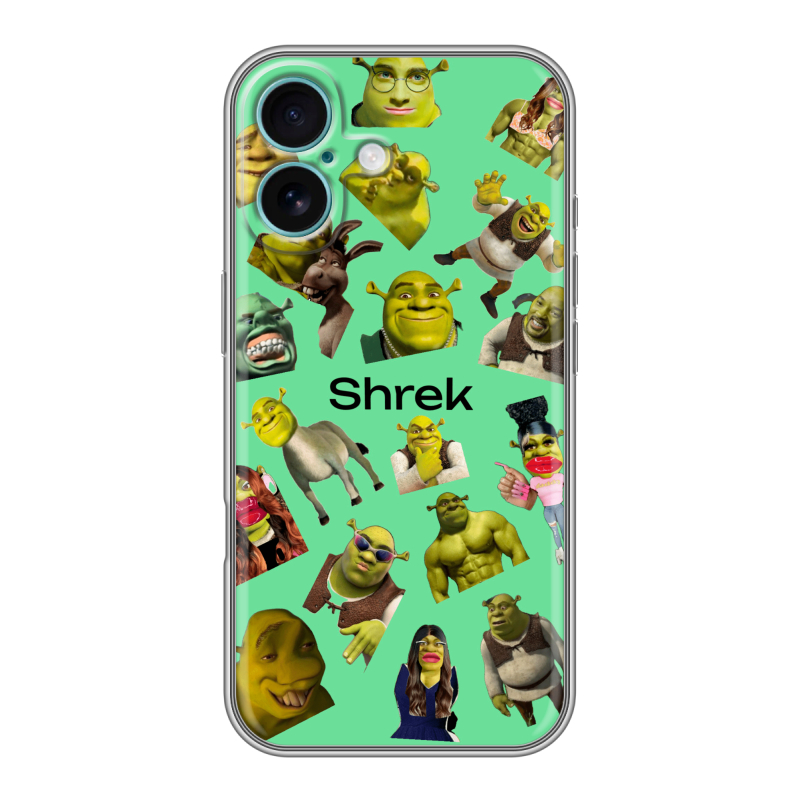 Силиконовый чехол на Iphone 16 Plus с принтом Шрек Shrek Силиконовый чехол на Iphone 16 Plus с принтом Шрек Shrek