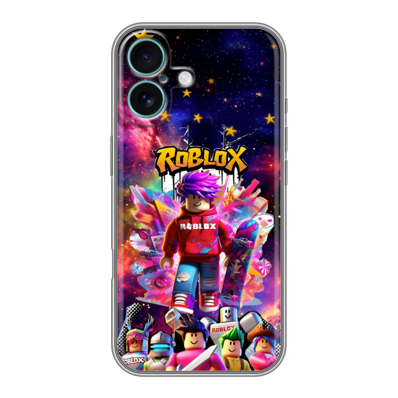 Силиконовый чехол на Iphone 16 Plus с принтом Roblox Роблокс Силиконовый чехол на Iphone 16 Plus с принтом Roblox Роблокс