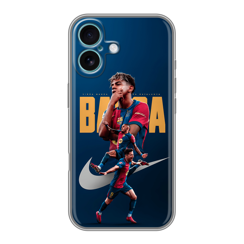 Силиконовый чехол на Iphone 16 Plus с принтом Барселона Barca Yamal Силиконовый чехол на Iphone 16 Plus с принтом Барселона Barca Yamal