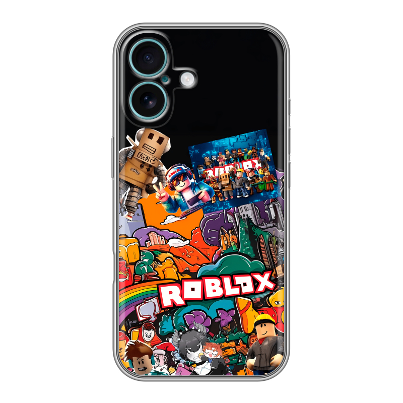 Силиконовый чехол на Iphone 16 Plus с принтом Roblox Роблокс Силиконовый чехол на Iphone 16 Plus с принтом Roblox Роблокс