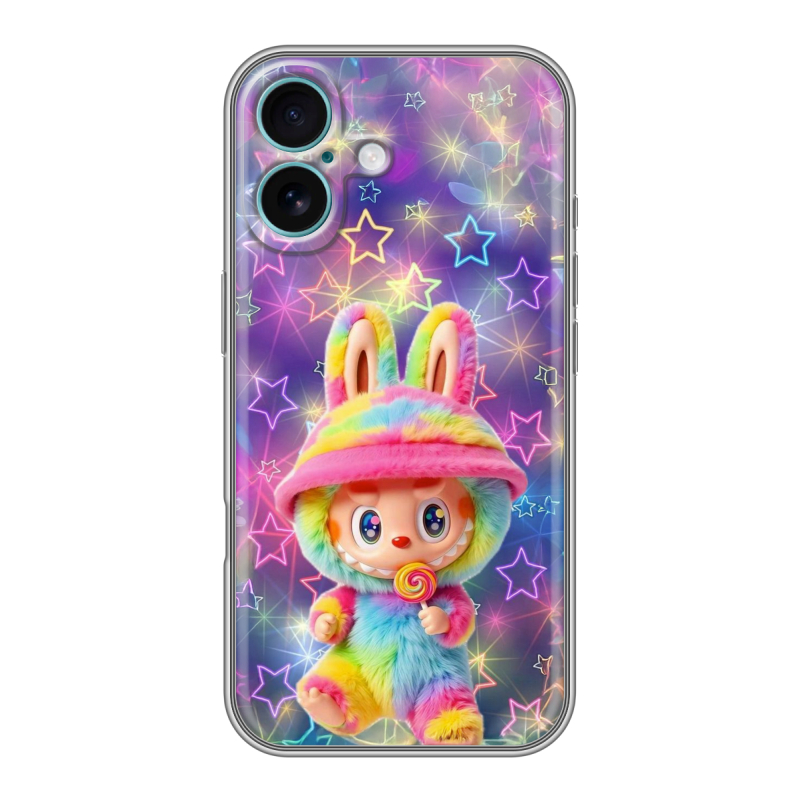 Силиконовый чехол на Iphone 16 Plus с принтом Labubu Лабубу Силиконовый чехол на Iphone 16 Plus с принтом Labubu Лабубу