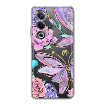 Силиконовый чехол на OPPO A3 Pro с принтом Бабочки и цветы Силиконовый чехол на OPPO A3 Pro с принтом Бабочки и цветы