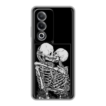 Силиконовый чехол на OPPO A3 Pro с принтом Поцелуй скелетов Силиконовый чехол на OPPO A3 Pro с принтом Поцелуй скелетов