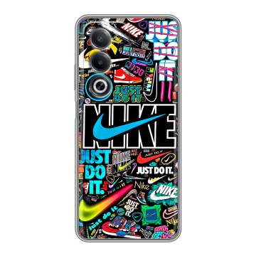 Силиконовый чехол на OPPO A3 Pro с принтом найк nike черный Силиконовый чехол на OPPO A3 Pro с принтом найк nike черный