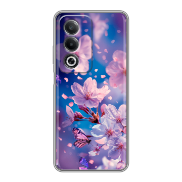 Силиконовый чехол на OPPO A3 Pro с принтом цветы бабочки Силиконовый чехол на OPPO A3 Pro с принтом цветы бабочки