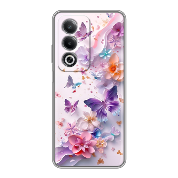 Силиконовый чехол на OPPO A3 Pro с принтом цветы бабочки
