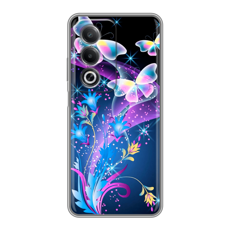 Силиконовый чехол на OPPO A3 Pro с принтом Бабочки Силиконовый чехол на OPPO A3 Pro с принтом Бабочки