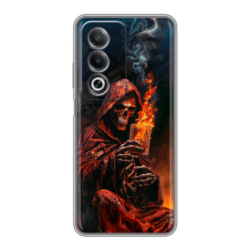 Силиконовый чехол на OPPO A3 Pro с принтом Скелет и карты Силиконовый чехол на OPPO A3 Pro с принтом Скелет и карты