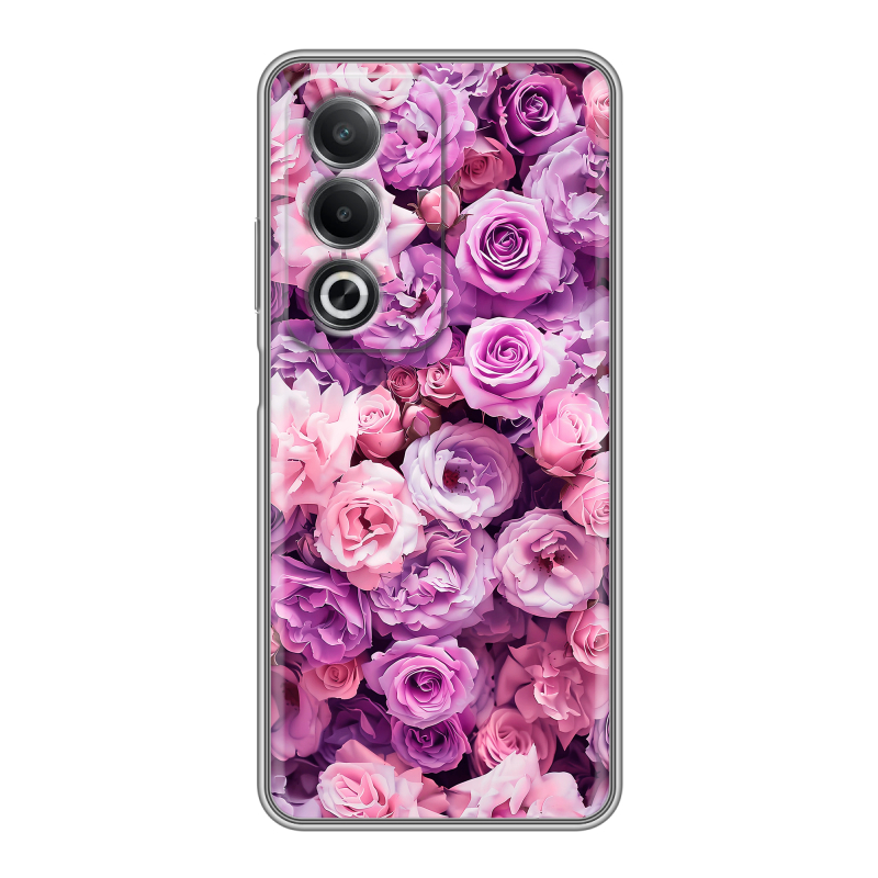 Силиконовый чехол на OPPO A3 Pro с принтом лавандовые розы Силиконовый чехол на OPPO A3 Pro с принтом лавандовые розы