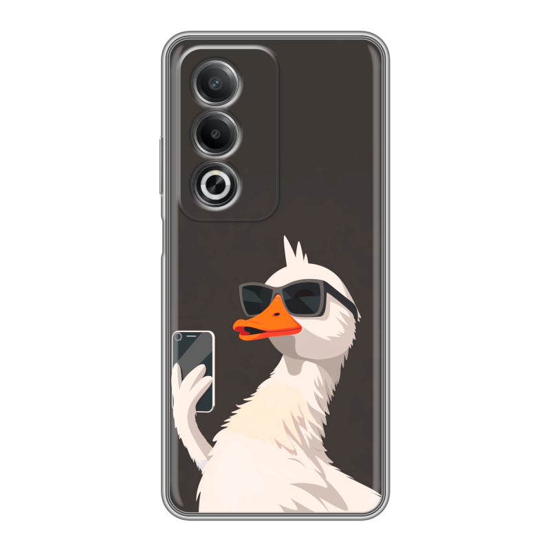 Силиконовый чехол на OPPO A3 Pro с принтом утка в очках Силиконовый чехол на OPPO A3 Pro с принтом утка в очках