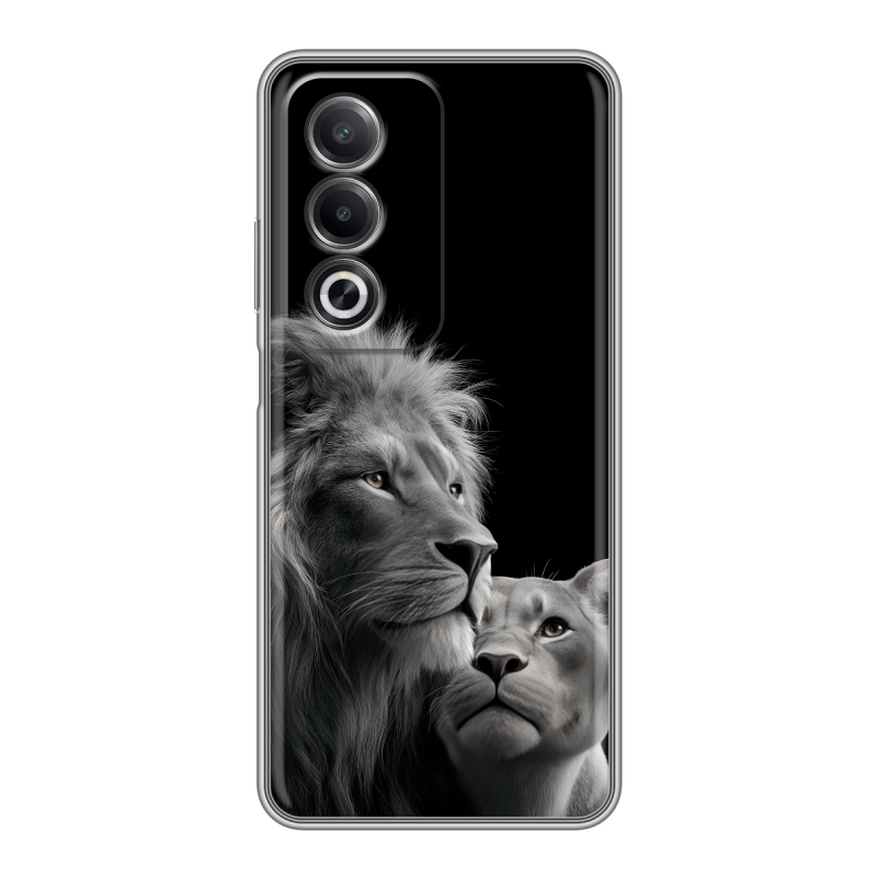 Силиконовый чехол на OPPO A3 Pro с принтом Лев кошки Силиконовый чехол на OPPO A3 Pro с принтом Лев кошки