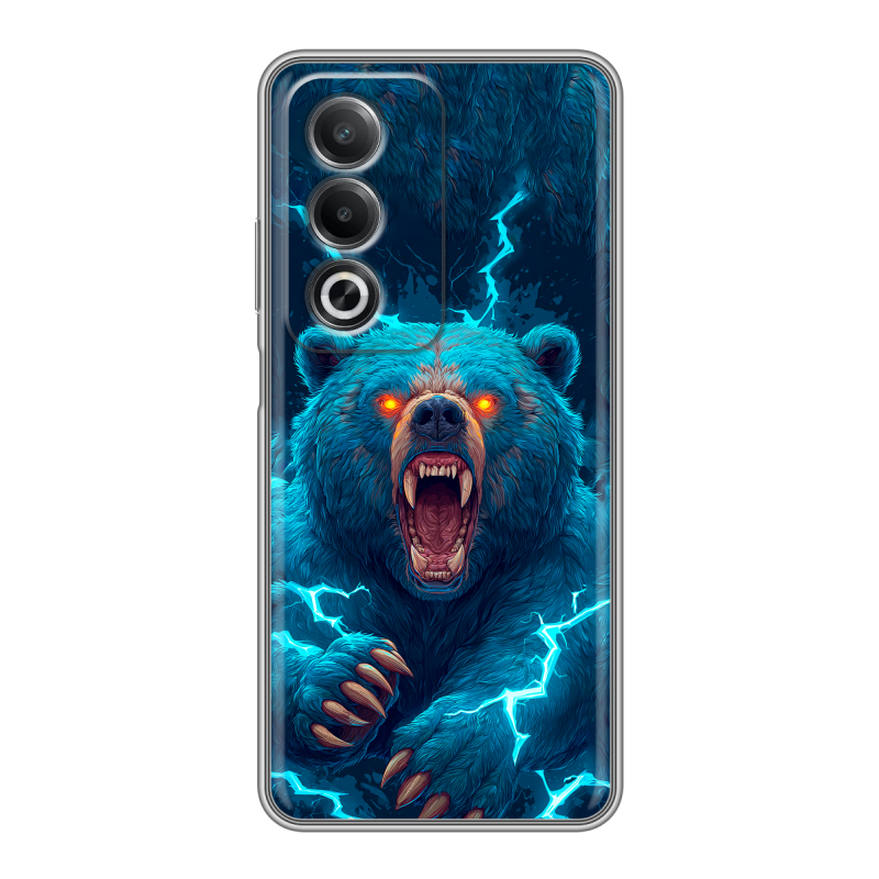 Силиконовый чехол на OPPO A3 Pro с принтом Медведь Силиконовый чехол на OPPO A3 Pro с принтом Медведь