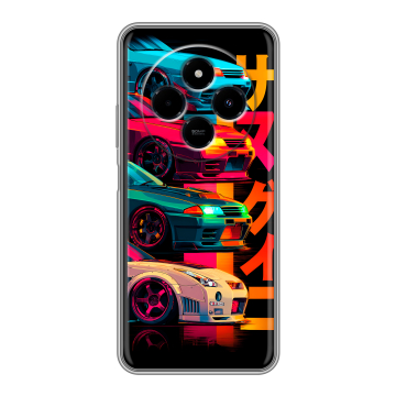 Силиконовый чехол на Xiaomi RedMi 14C с принтом Гоночные машины
