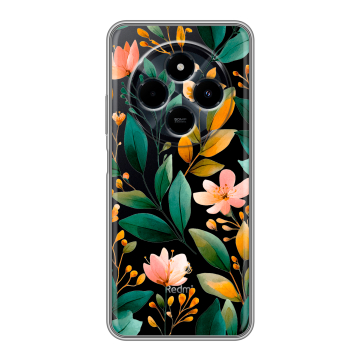 Силиконовый чехол на Xiaomi RedMi 14C с принтом Цветы паттерн Силиконовый чехол на Xiaomi RedMi 14C с принтом Цветы паттерн