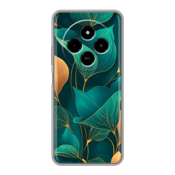 Силиконовый чехол на Xiaomi RedMi 14C с принтом Листья и золото Силиконовый чехол на Xiaomi RedMi 14C с принтом Листья и золото