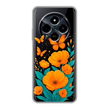 Силиконовый чехол на Xiaomi RedMi 14C с принтом цветы бабочки