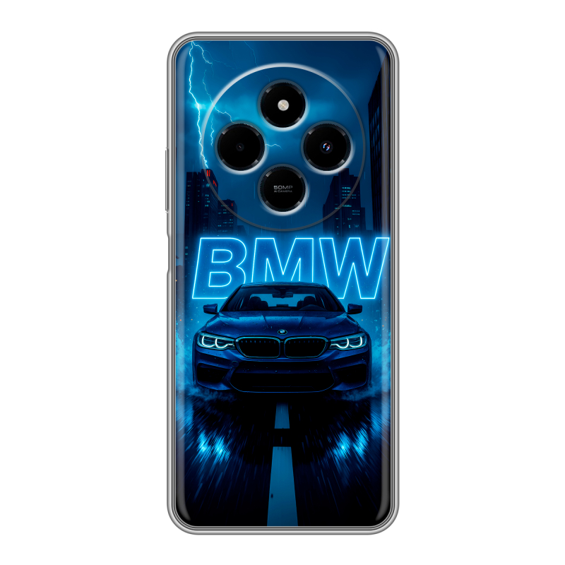 Силиконовый чехол на Xiaomi RedMi 14C с принтом BMW БМВ Силиконовый чехол на Xiaomi RedMi 14C с принтом BMW БМВ