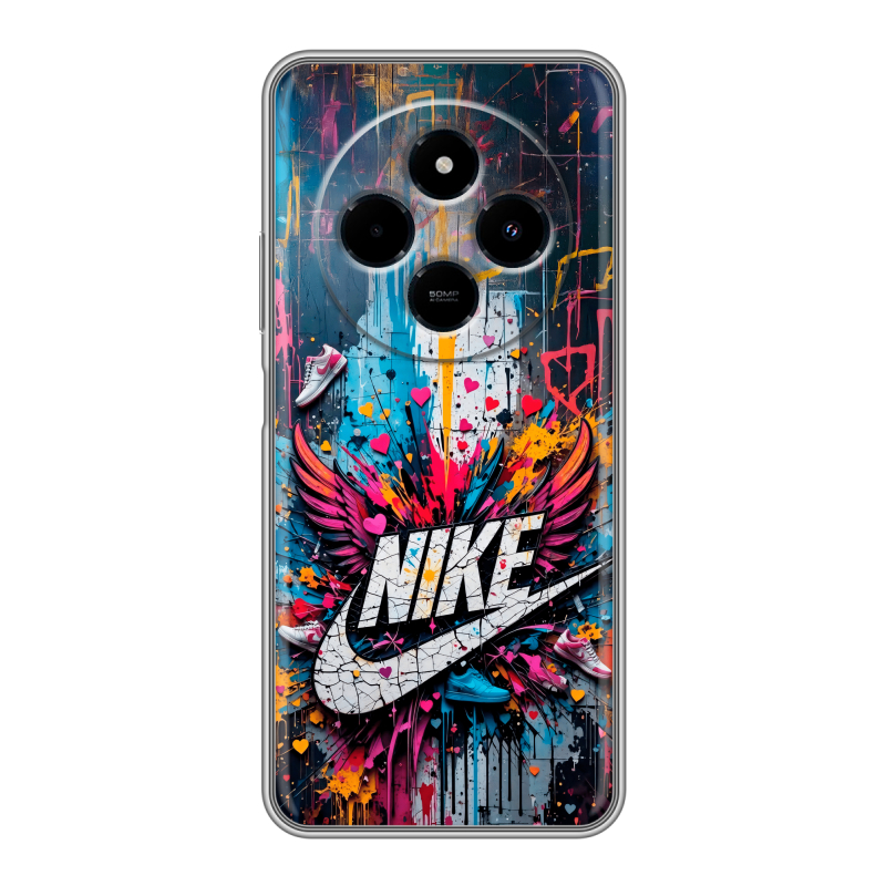 Силиконовый чехол на Xiaomi RedMi 14C с принтом Nike Найк Силиконовый чехол на Xiaomi RedMi 14C с принтом Nike Найк