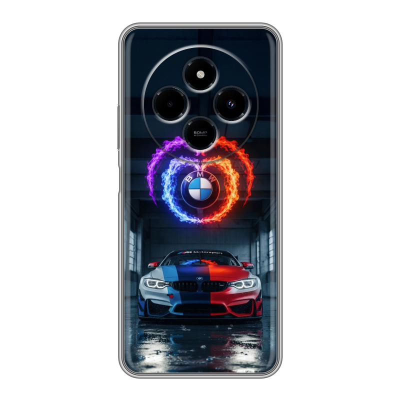 Силиконовый чехол на Xiaomi RedMi 14C с принтом BMW БМВ Силиконовый чехол на Xiaomi RedMi 14C с принтом BMW БМВ