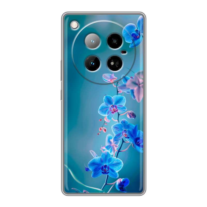 Силиконовый чехол на Infinix Zero 40 4G с принтом Голубые цветы Силиконовый чехол на Infinix Zero 40 4G с принтом Голубые цветы