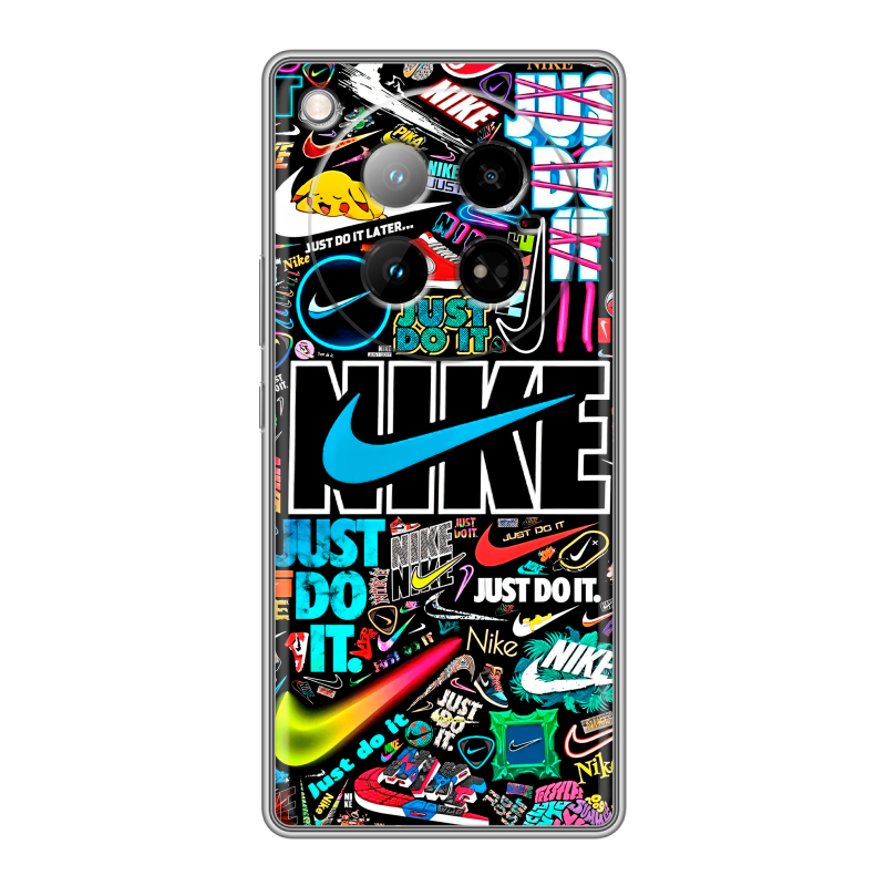 Силиконовый чехол на Infinix Zero 40 4G с принтом найк nike черный Силиконовый чехол на Infinix Zero 40 4G с принтом найк nike черный