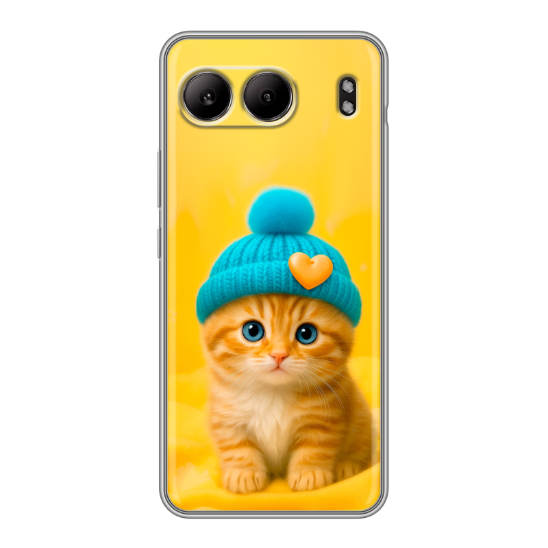 Силиконовый чехол на OnePlus Nord 4 с принтом Котенок в шапке Силиконовый чехол на OnePlus Nord 4 с принтом Котенок в шапке