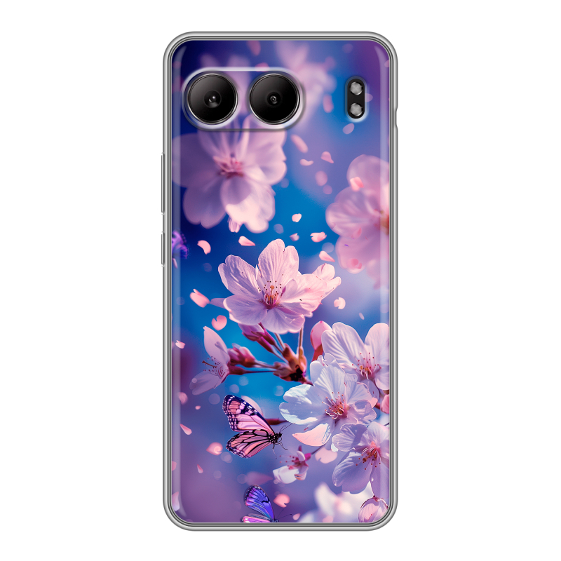 Силиконовый чехол на OnePlus Nord 4 с принтом цветы бабочки Силиконовый чехол на OnePlus Nord 4 с принтом цветы бабочки