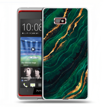 Силиконовый чехол на HTC Desire 600 с принтом Мрамор зеленое золото Силиконовый чехол на HTC Desire 600 с принтом Мрамор зеленое золото
