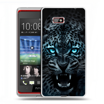 Силиконовый чехол на HTC Desire 600 с принтом Темный леопард Силиконовый чехол на HTC Desire 600 с принтом Темный леопард