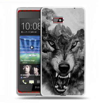Силиконовый чехол на HTC Desire 600 с принтом Волк Силиконовый чехол на HTC Desire 600 с принтом Волк