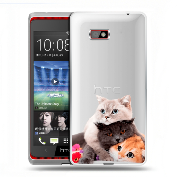 Силиконовый чехол на HTC Desire 600 с принтом Кошки Силиконовый чехол на HTC Desire 600 с принтом Кошки