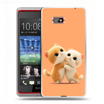 Силиконовый чехол на HTC Desire 600 с принтом Милые котики