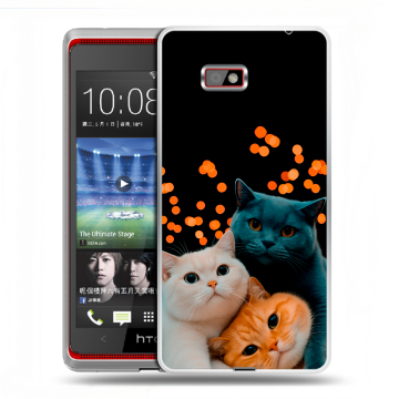 Силиконовый чехол на HTC Desire 600 с принтом Кошки Силиконовый чехол на HTC Desire 600 с принтом Кошки