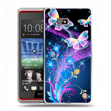 Силиконовый чехол на HTC Desire 600 с принтом Бабочки Силиконовый чехол на HTC Desire 600 с принтом Бабочки
