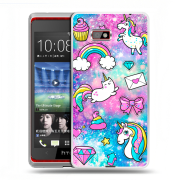 Силиконовый чехол на HTC Desire 600 с принтом Единороги