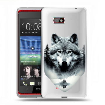 Силиконовый чехол на HTC Desire 600 с принтом Волк в лесу