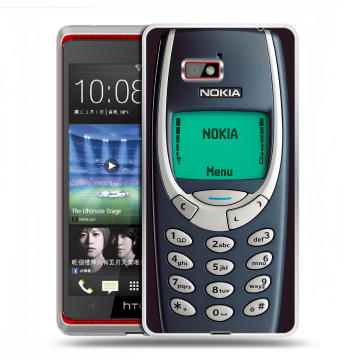 Силиконовый чехол на HTC Desire 600 с принтом Старый телефон Силиконовый чехол на HTC Desire 600 с принтом Старый телефон
