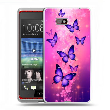 Силиконовый чехол на HTC Desire 600 с принтом Бабочки Силиконовый чехол на HTC Desire 600 с принтом Бабочки