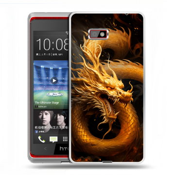 Силиконовый чехол на HTC Desire 600 с принтом Золотой дракон Силиконовый чехол на HTC Desire 600 с принтом Золотой дракон