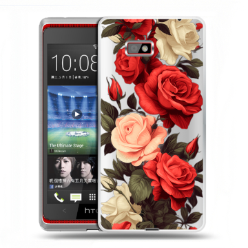 Силиконовый чехол на HTC Desire 600 с принтом Розы