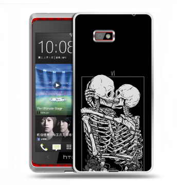 Силиконовый чехол на HTC Desire 600 с принтом Поцелуй скелетов